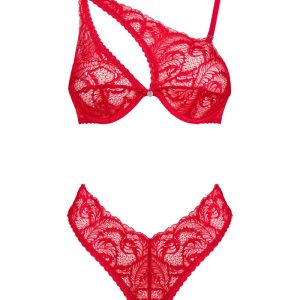 Obsessive Atenica Set - Roter Spitzen-BH & Slip rot XS/S