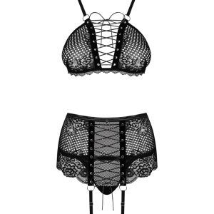 Obsessive Basitta Set - Soft-BH, Strapsgurt & String () schwarz L/XL