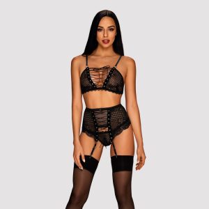 Obsessive Basitta Set - Soft-BH, Strapsgurt & String () schwarz L/XL