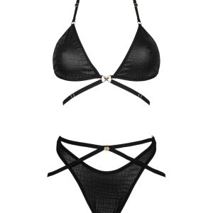 Obsessive Celia Noir - Transparentes Set mit Soft-BH und String schwarz S/M