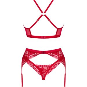 Obsessive Lacelove Set - Rotes Spitzen-Straps-Set rot XS/S