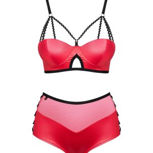 Obsessive Lacelove Set - Rotes Spitzen-Straps-Set rot S/M