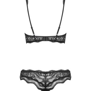 Obsessive Luvae Set - Spitzen-BH und String, elegante Spitze, verstellbare Träger schwarz L/XL