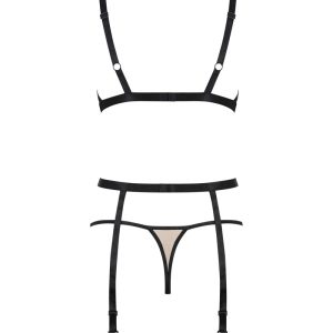 Obsessive Nudelia Set - Soft-BH, Strapsgurt & String braun L/XL