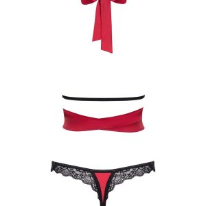 Obsessive Sensuelia Dessous-Set, Wickel-Top & String, Stretchsatin & Spitze rot S/M