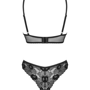 Obsessive Sensuelia Dessous-Set, Wickel-Top & String, Stretchsatin & Spitze schwarz M/L