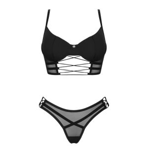 Obsessive Roxelia Set - Transparenter Bügel-BH & String mit stylischen Details schwarz XS/S