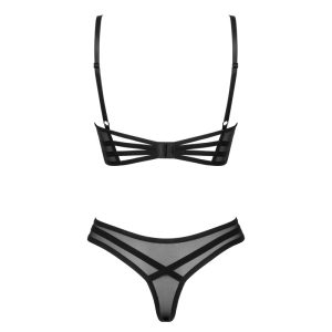 Obsessive Roxelia Set - Transparenter Bügel-BH & String mit stylischen Details schwarz XS/S