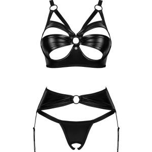 Obsessive Armares - Wetlook Set mit Bügel-BH & String schwarz M/L