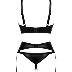 Obsessive Armares - Wetlook Set mit Bügel-BH & String schwarz M/L