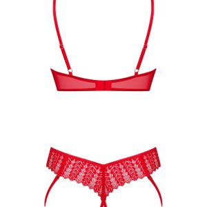 Obsessive Ingridia Set - Rote Transparenz, Spitzen-Details rot M/L