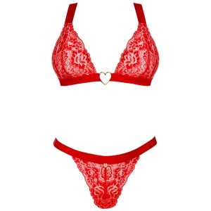 Obsessive Chilisa Set - Verführerisches Dessous-Set aus Spitze rot M/L