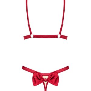 Obsessive Rubinesa Set - Roter Satin mit goldfarbenem Schimmer rot L/XL