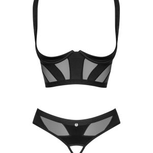 Obsessive Chic Amoria - Set mit Longline-Hebe und Slip ouvert schwarz XL/2XL