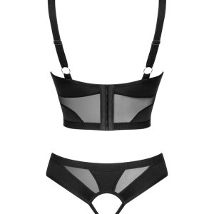 Obsessive Chic Amoria - Set mit Longline-Hebe und Slip ouvert schwarz XL/2XL