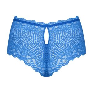 Obsessive Bella Rou Slip - Schwarzer Slip mit besticktem Tüll blau S/M