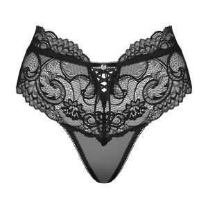 Obsessive Editya Panty - Schwarzes, verführerisches Höschen mit femininer Spitze und sexy Schnitt schwarz S/M