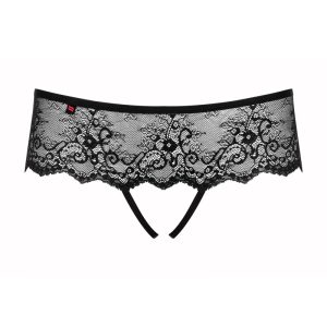 Obsessive Verführerische Spitzen-Panty mit offenem Schritt schwarz 2XL/3XL