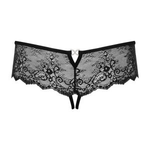 Obsessive Verführerische Spitzen-Panty mit offenem Schritt schwarz 2XL/3XL