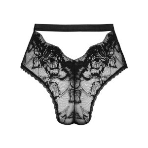 Obsessive Olvidia Panty - Sinnliche Spitze, verführerischer Ausschnitt, hohe Taille schwarz XS/S