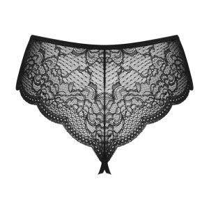 Obsessive Olvidia Panty - Sinnliche Spitze, verführerischer Ausschnitt, hohe Taille schwarz M/L