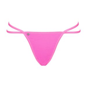 Obsessive Celia Noir Tanga - Schwarzer Tanga mit transparentem Netz und floraler Guipure-Spitze (94% Polyamid, 6% Elasthan) pink S/M