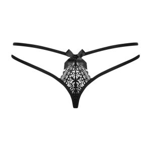 Obsessive Tanga "Sinnliche Spitze & transparentes Netz" schwarz S/M