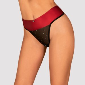 Obsessive Tienesy - High Waist String mit Glitzer-Tupfen schwarz L/XL