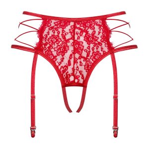 Obsessive Rediosa - Offener Straps-String aus Spitze rot L/XL