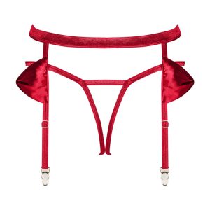 Obsessive Rubinesa Strapsgürt. - Ouvert Set mit roten Satinschleifen rot L/XL