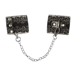 Obsessive Ouvert-BH A740 - Schwarzes Lederimitat mit Ringen silber