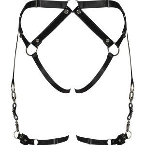 Obsessive Harness A762 - Verführerisches schwarzes Geschirr mit metallischen Verzierungen schwarz XL/2XL