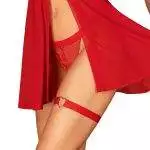 Obsessive Harness Elianes - Verführerisches rotes Harness mit breiten Stretchriemen und goldfarbenen Ring-Details. Perfekt für Taille, Hüfte und Schenkel. rot S-L