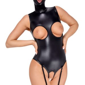 Bad Kitty traps-Body ouvert mit Kopfmaske schwarz XL