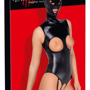 Bad Kitty traps-Body ouvert mit Kopfmaske schwarz L