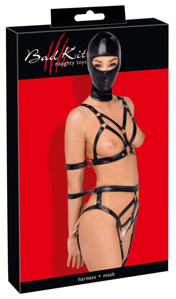 Bad Kitty Fesselset mit Maske - BDSM-Accessoires schwarz L