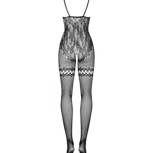 Obsessive Catsuit "Blumenmuster" schwarz XL/2XL