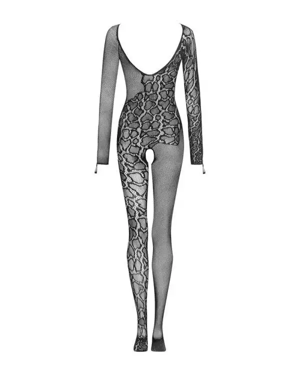 Obsessive Catsuit G324 - Sinnlicher Bodystocking mit offenem Rücken und frechem offenen Schritt schwarz S-L Obsessive Catsuit G324 - Sinnlicher Bodystocking mit offenem Rücken und frechem offenen Schritt schwarz S-L