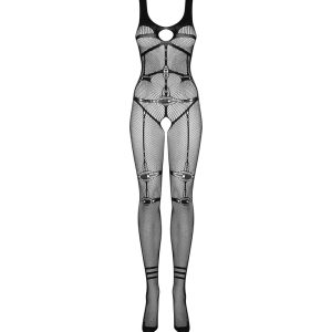 Obsessive Straps-Catsuit G139 - Verführerischer Catsuit ouvert mit Straps-Look schwarz S-L