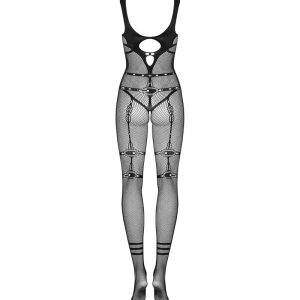 Obsessive Straps-Catsuit G139 - Verführerischer Catsuit ouvert mit Straps-Look schwarz S-L