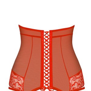 Obsessive Strapshemd & String Set, verstellbar, Spitze rot S/M