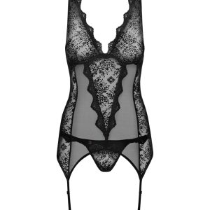 Obsessive Emperita Strapshemd Set schwarz S/M