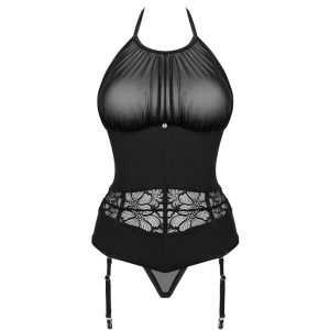 Obsessive Sherila - Verführerisches Strapshemd & String Set schwarz M/L