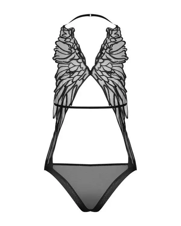 Obsessive Teddy B134 - Sexy schwarzer Strick-Teddy mit betonten Formen und offenem Schritt. Perfekt für einen romantischen Abend zu zweit! (90% Polyamid, 10% Elasthan) schwarz S/M