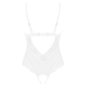 Obsessive Heavelly - Transparenter Body ouvert mit Spitzen-Details weiß XS/S