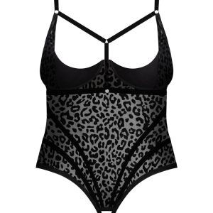 Obsessive Body ouvert Jagueria - Transparenter Leo-Look schwarz 6XL/7XL