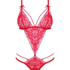 Obsessive Lovlea - Verführerischer Stringbody aus Spitze rot L/XL