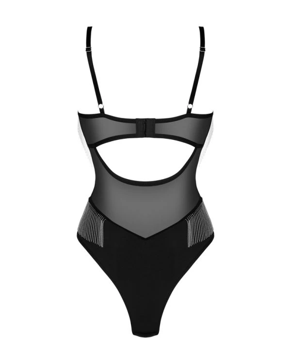 Obsessive Milladis Teddy - Verführerischer schwarzer Teddy mit Silberperlen und durchscheinendem Netz schwarz XS/S Obsessive Milladis Teddy - Verführerischer schwarzer Teddy mit Silberperlen und durchscheinendem Netz schwarz XS/S