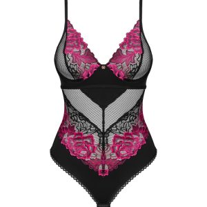 Obsessive Stringbody ouvert Rosenty - Sexy Dessous mit Rosenspitze schwarz M/L