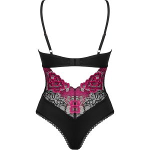 Obsessive Stringbody ouvert Rosenty - Sexy Dessous mit Rosenspitze schwarz M/L